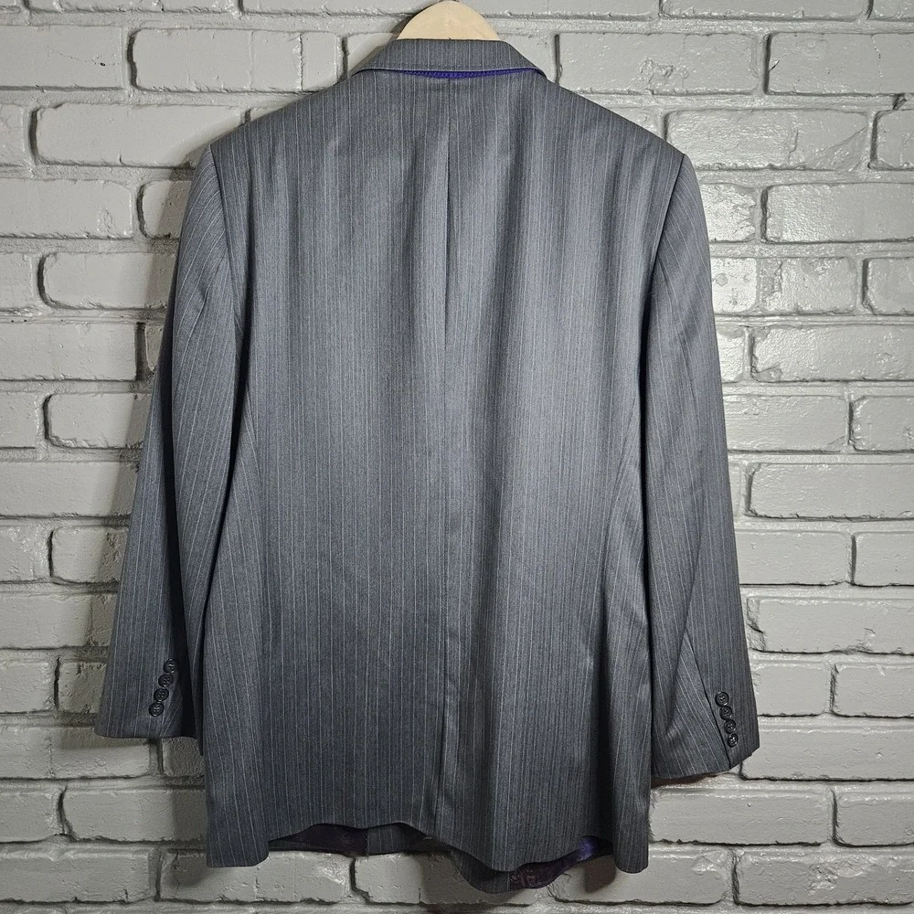 Ted Baker Endurance Suit Blazer Jacket‎ Mens 46R Gray Wool Pinstripe